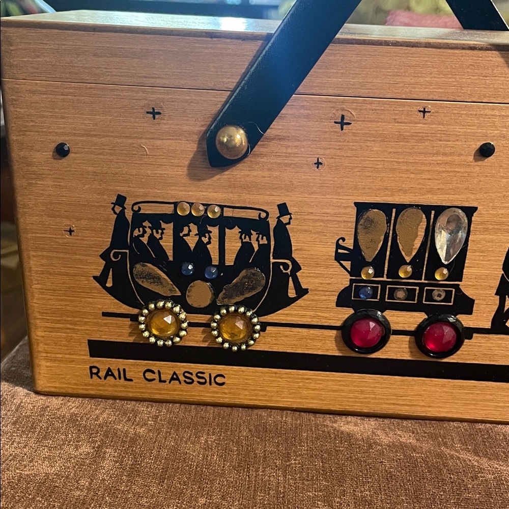 Enid Collins Vintage Wooden “Rail Classic” with Black Handles Collins of Texas - Picture 2 of 9